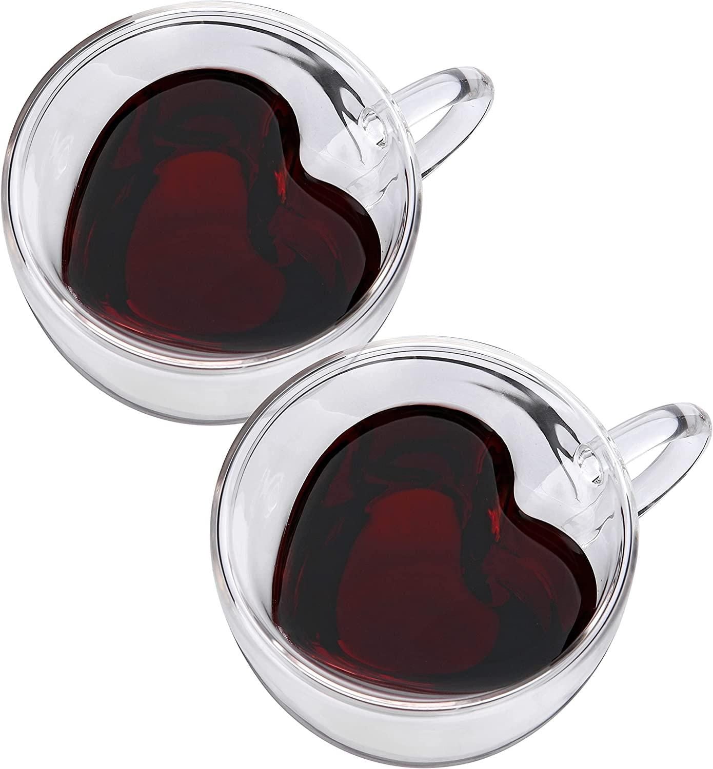 High Borosilicate Heart Shape Double Wall Glass (Pack of 1)